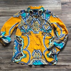 Hale Bob 100% silk roll up sleeve shirt XS